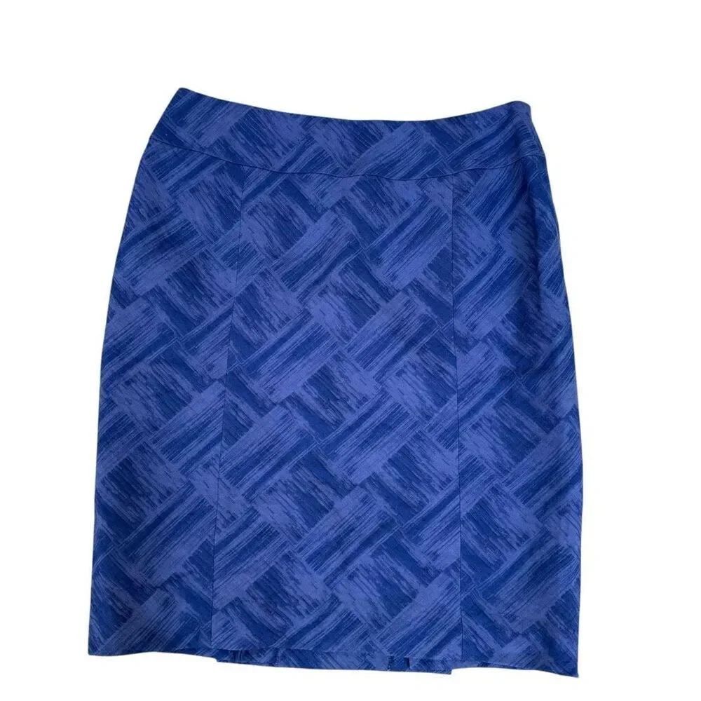 Lafayette 148 New York Royal Blue cotton blend Skirt 2 back slits size 6